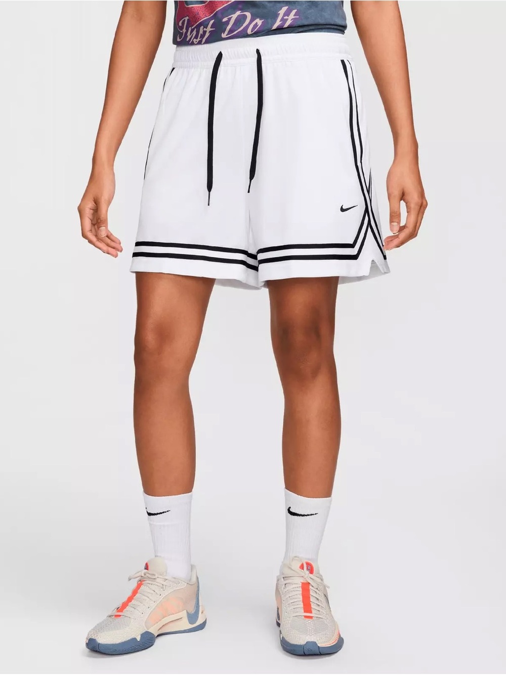 Nike Men’s White Basketball Shorts with Black Trim